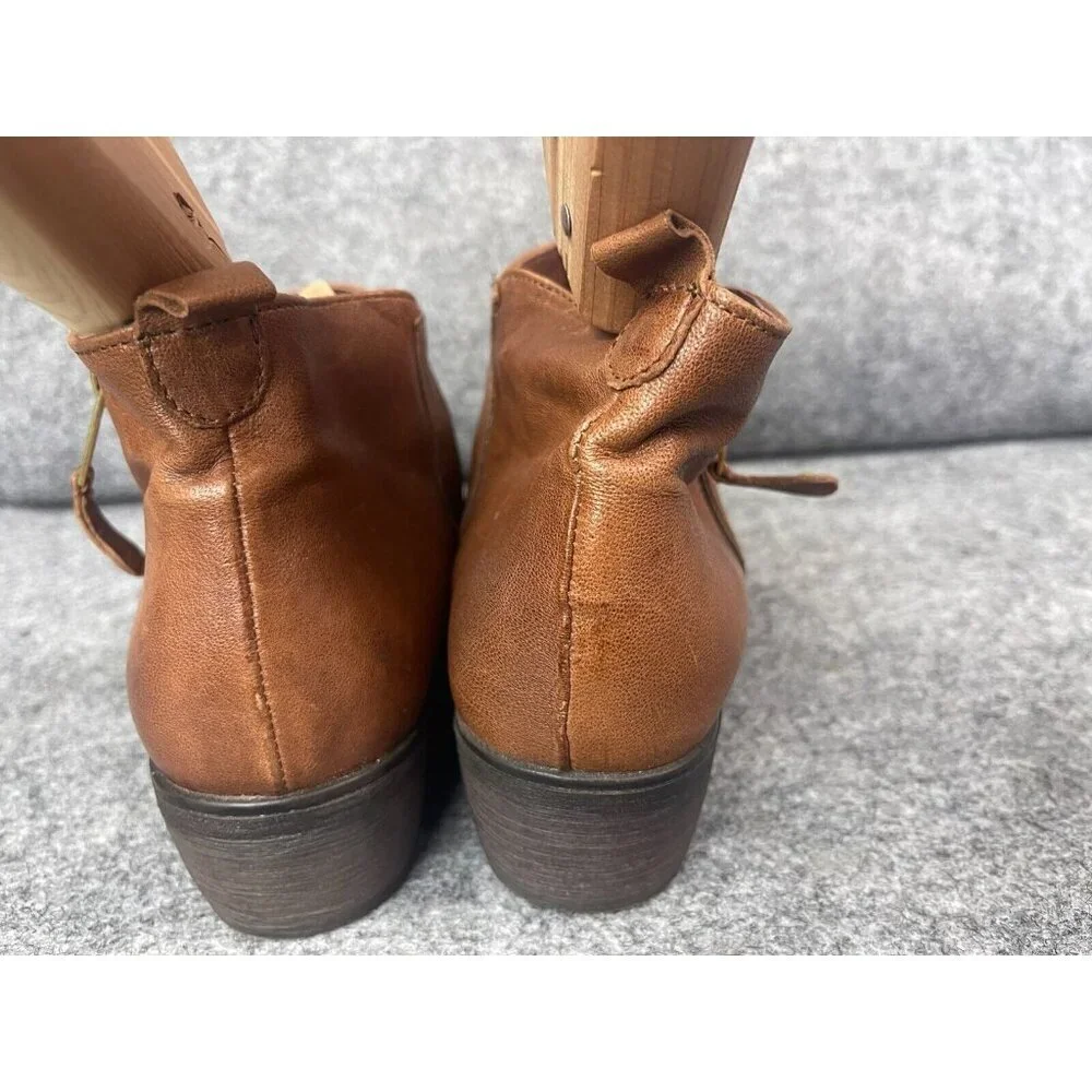 Eric Michael London Booties Women 37 Brown Leather Zip Ankle Boots Spain